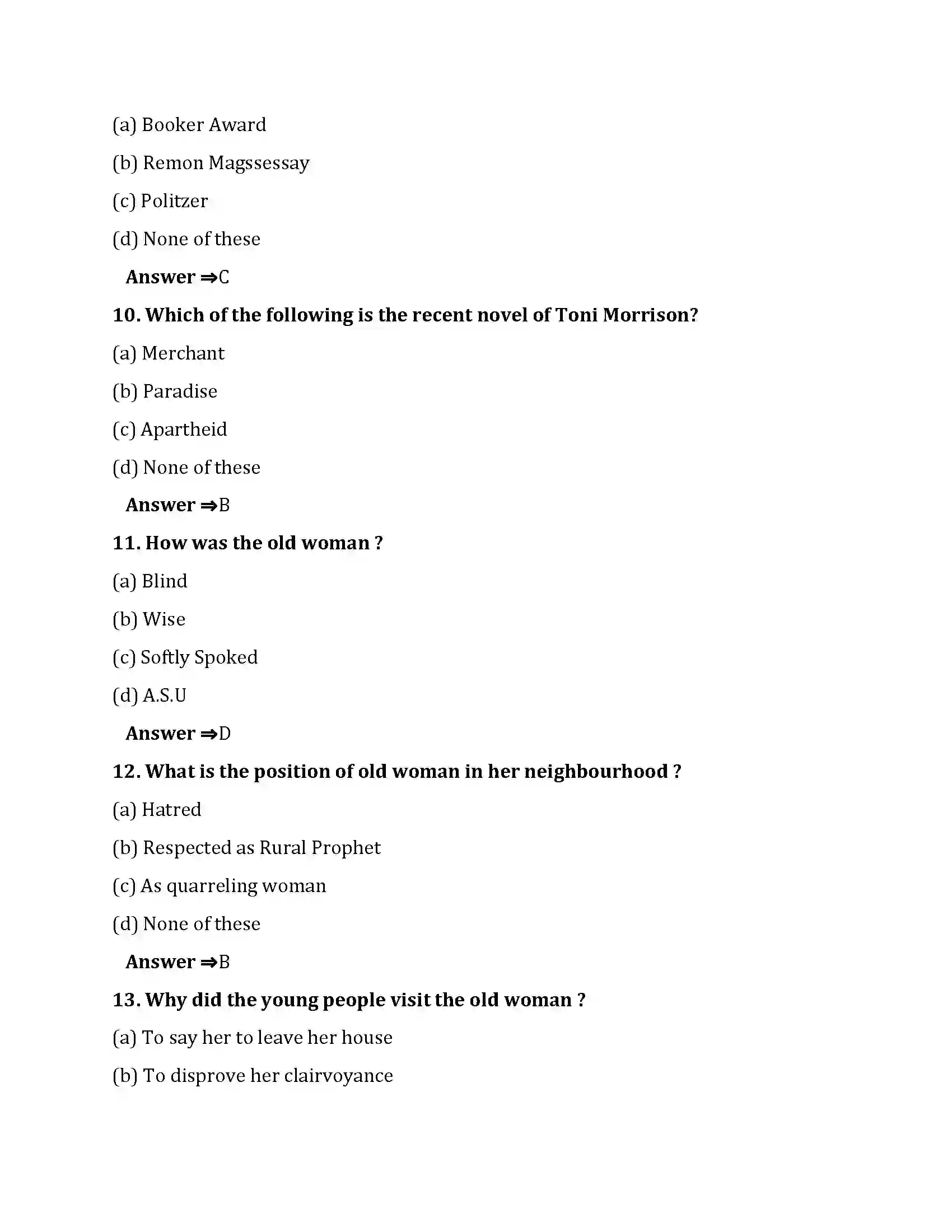 Bihar Board Class 10th Once Upon A Time Once Upon A Time  Objective Objective Question 3