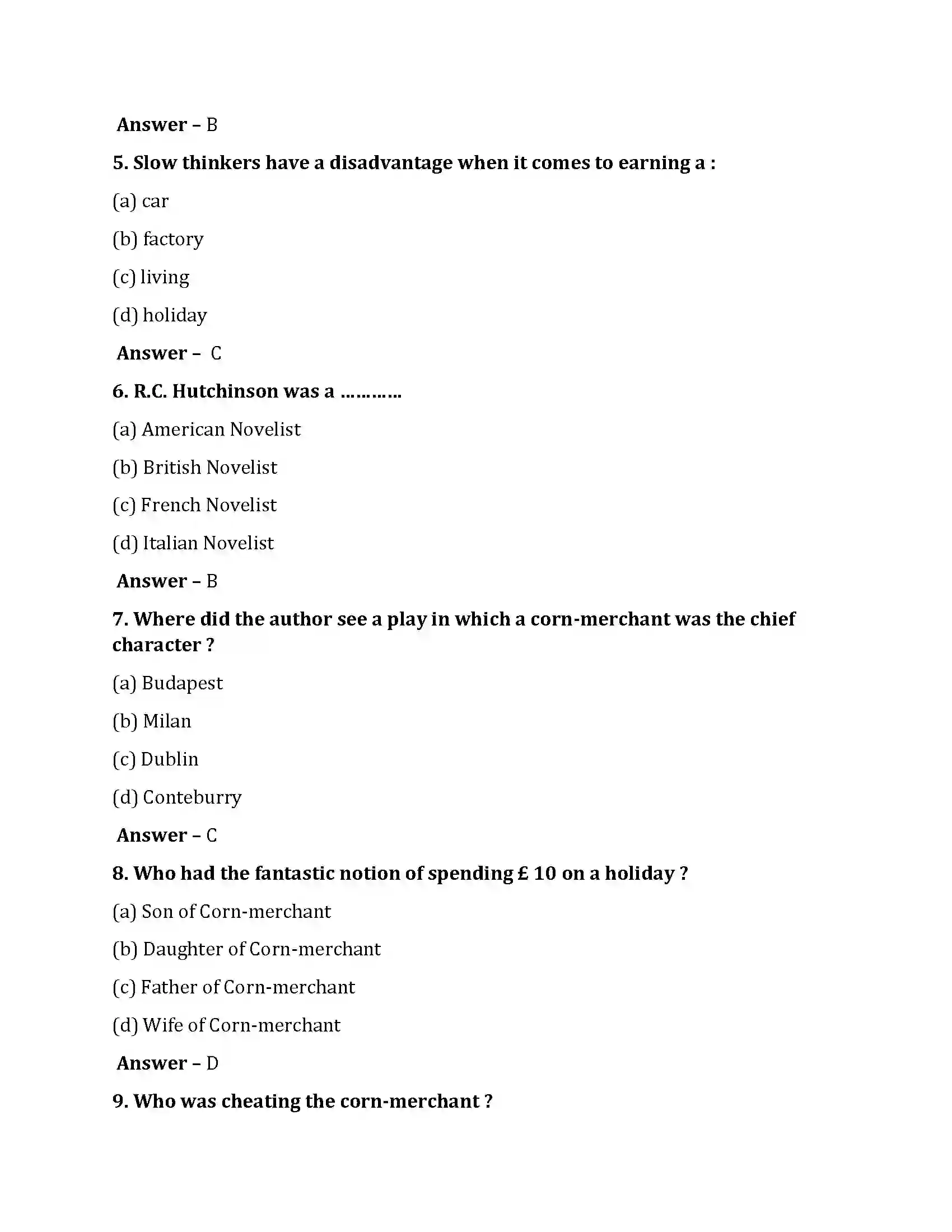 Bihar Board Class 10th The Pace For Living The Pace For Living  Objective Objective Question 2