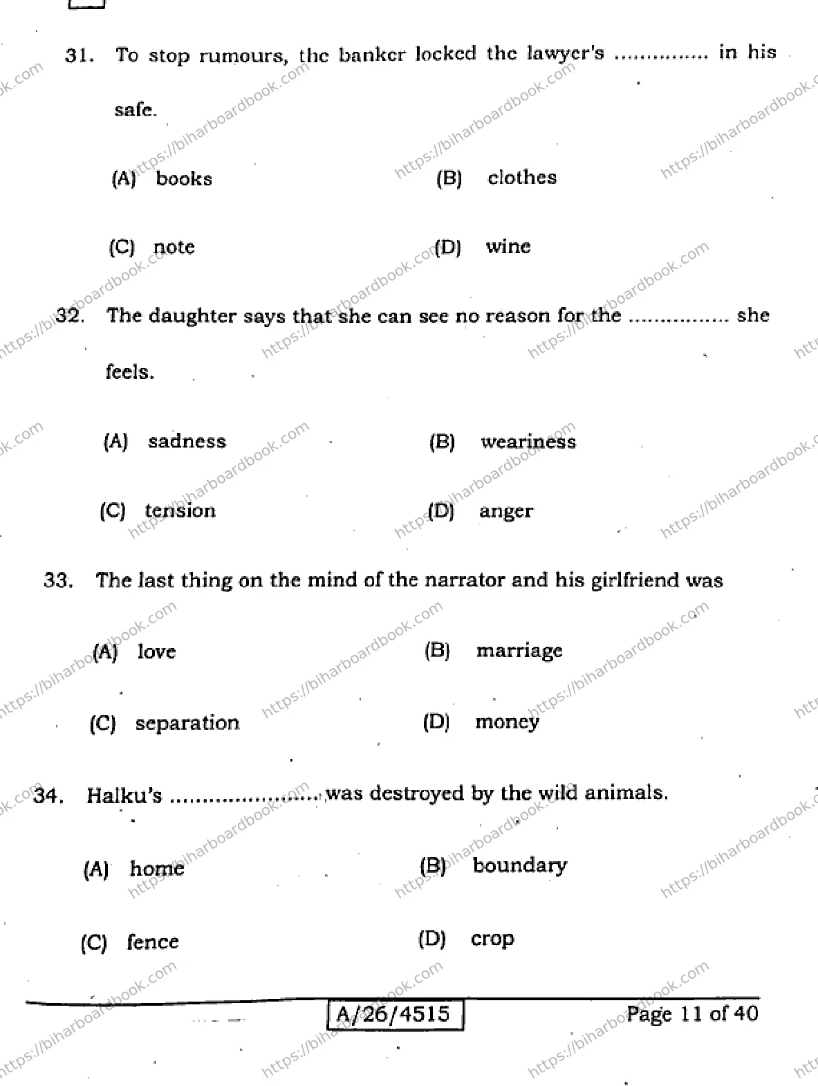 Bihar Board Class 10th 2026 ENGLISH-113-SET-A Previous Year Paper 11