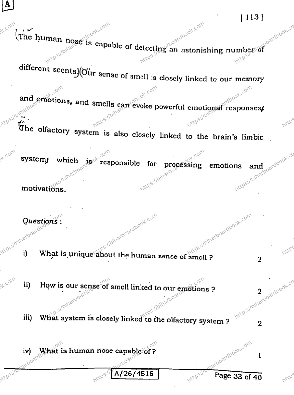 Bihar Board Class 10th 2026 ENGLISH-113-SET-A Previous Year Paper 33