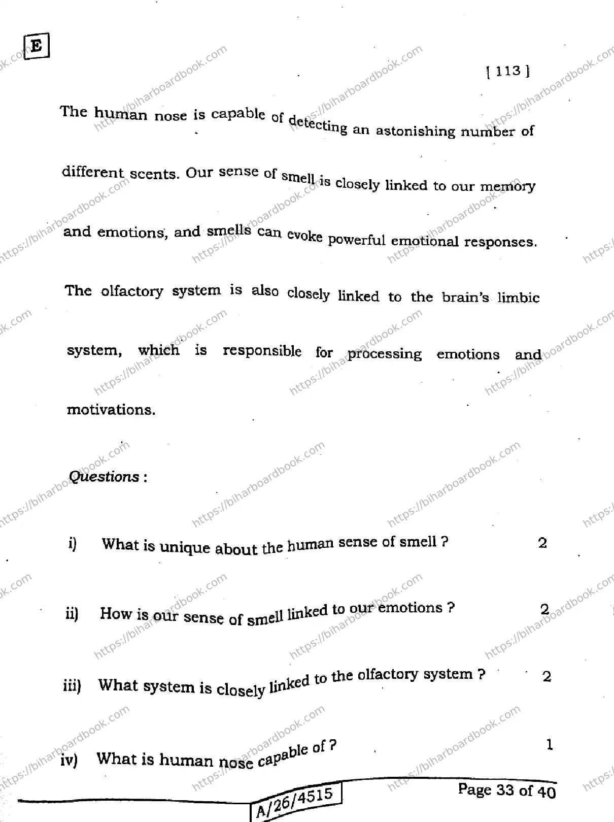 Bihar Board Class 10th 2026 ENGLISH-113-SET-E Previous Year Paper 33