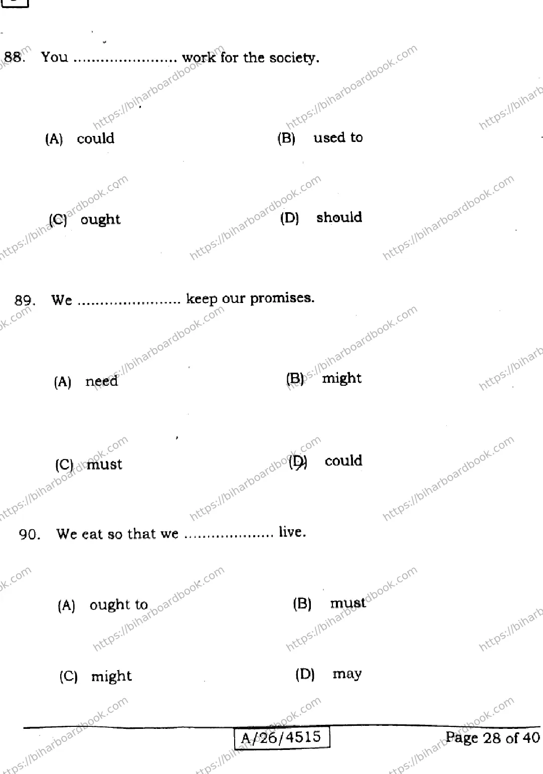Bihar Board Class 10th 2026 ENGLISH-113-SET-J Previous Year Paper 28