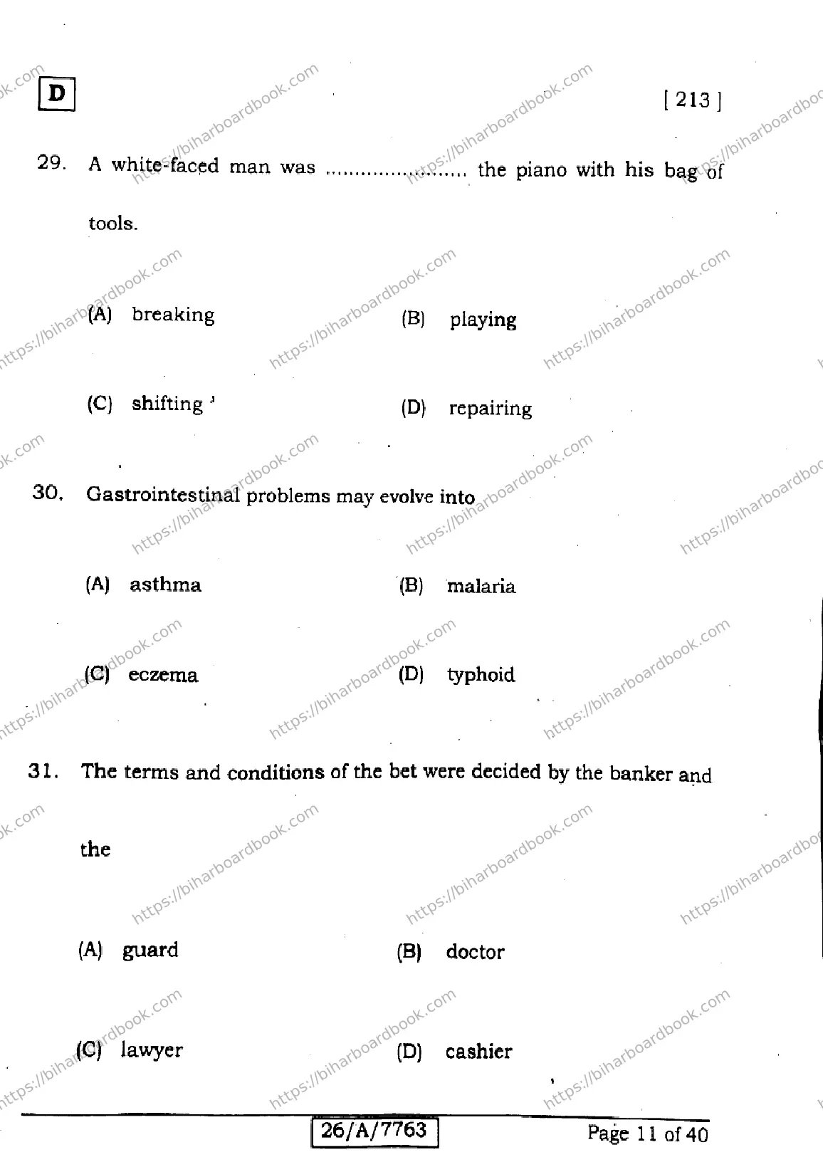 Bihar Board Class 10th 2026 ENGLISH-213-SET-D Previous Year Paper 11