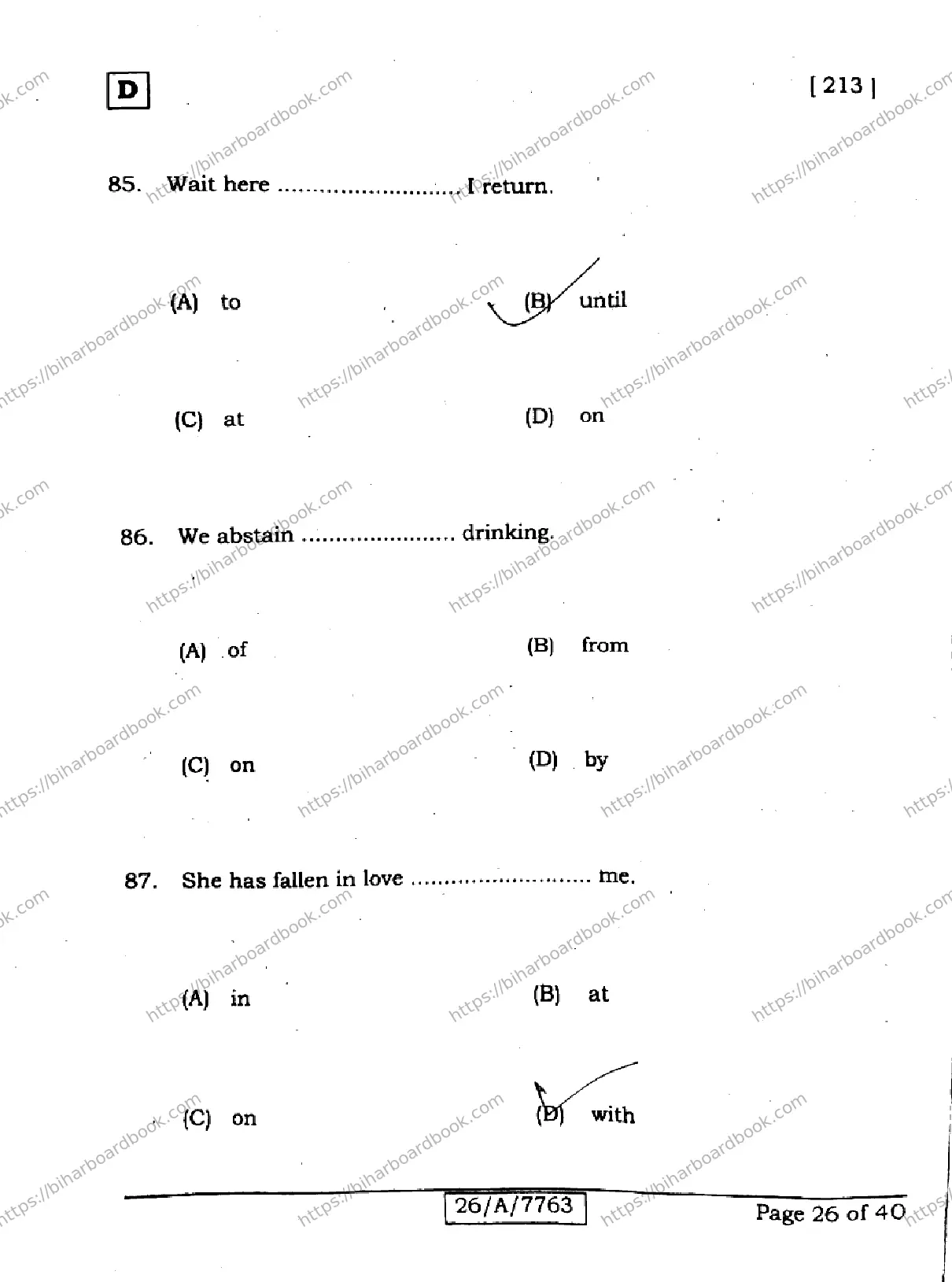 Bihar Board Class 10th 2026 ENGLISH-213-SET-D Previous Year Paper 26