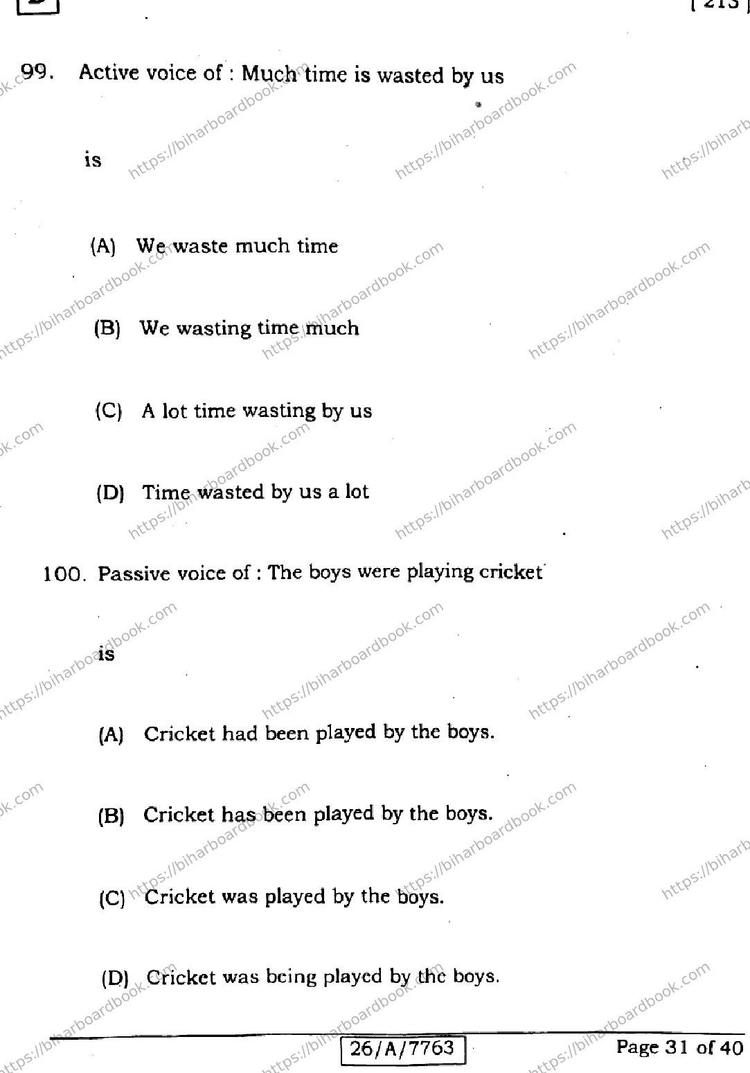 Bihar Board Class 10th 2026 ENGLISH-213-SET-D Previous Year Paper 31