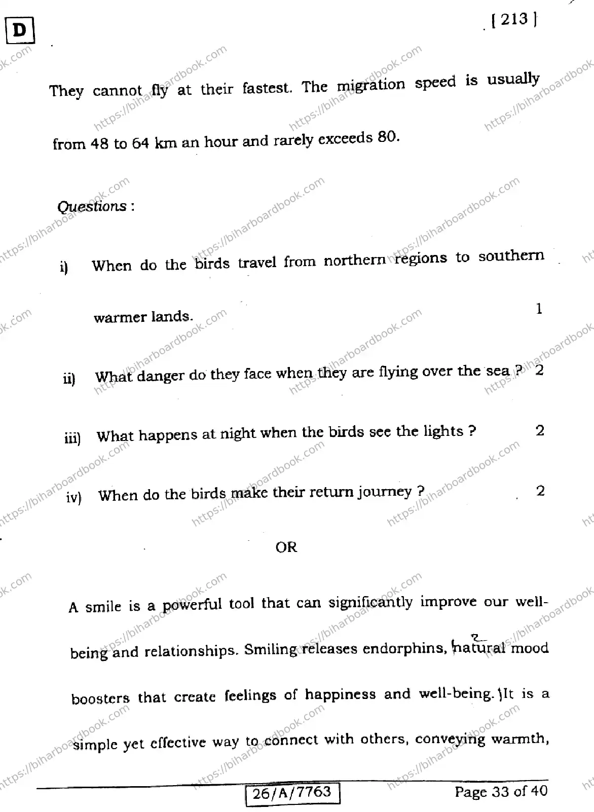 Bihar Board Class 10th 2026 ENGLISH-213-SET-D Previous Year Paper 33