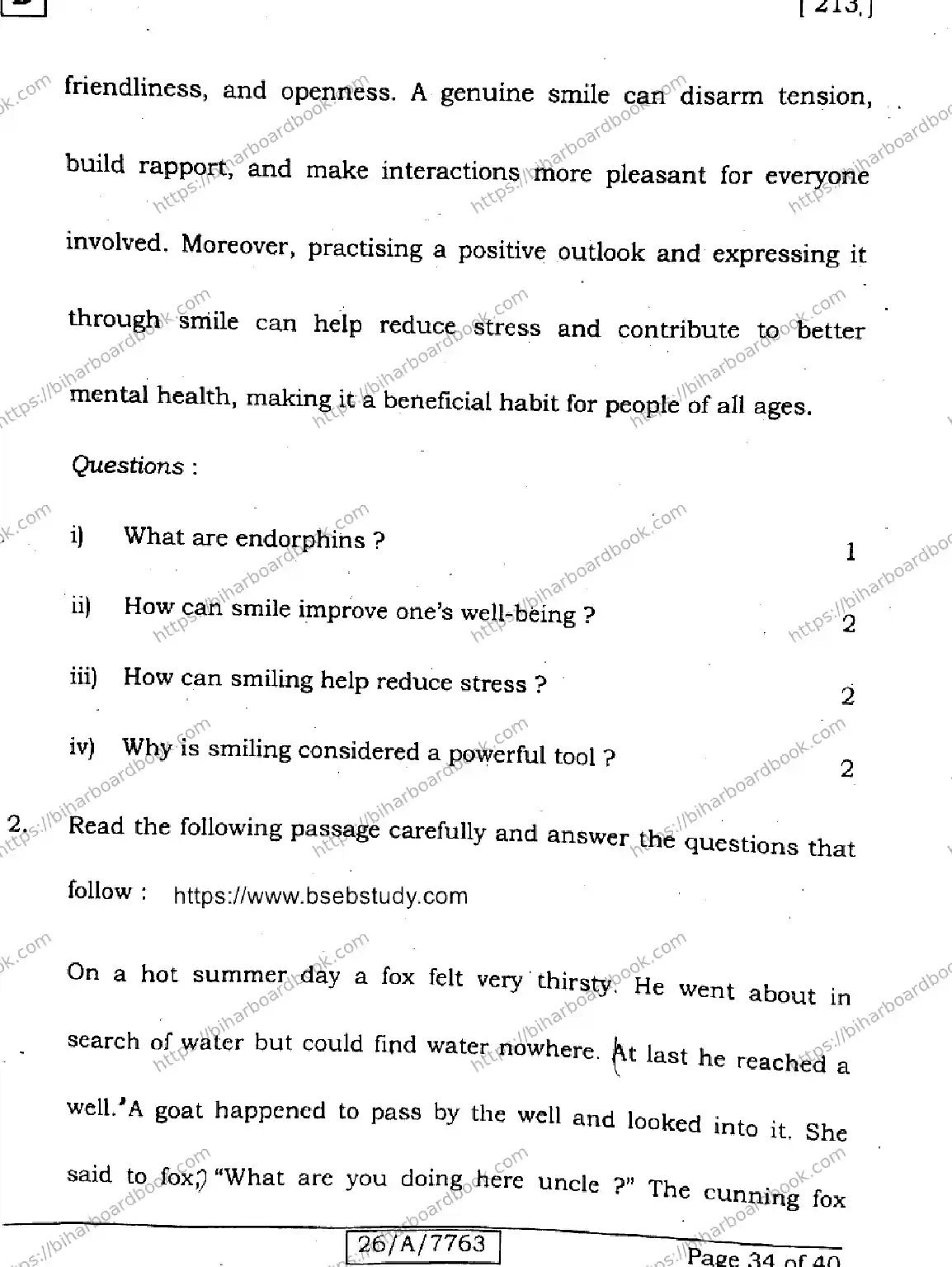 Bihar Board Class 10th 2026 ENGLISH-213-SET-D Previous Year Paper 34