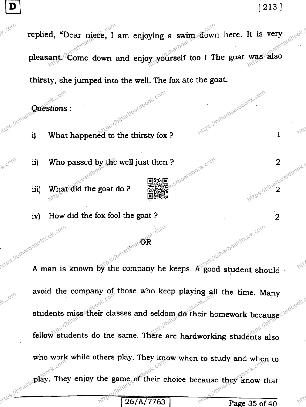 Bihar Board Class 10th 2026 ENGLISH-213-SET-D Previous Year Paper 35