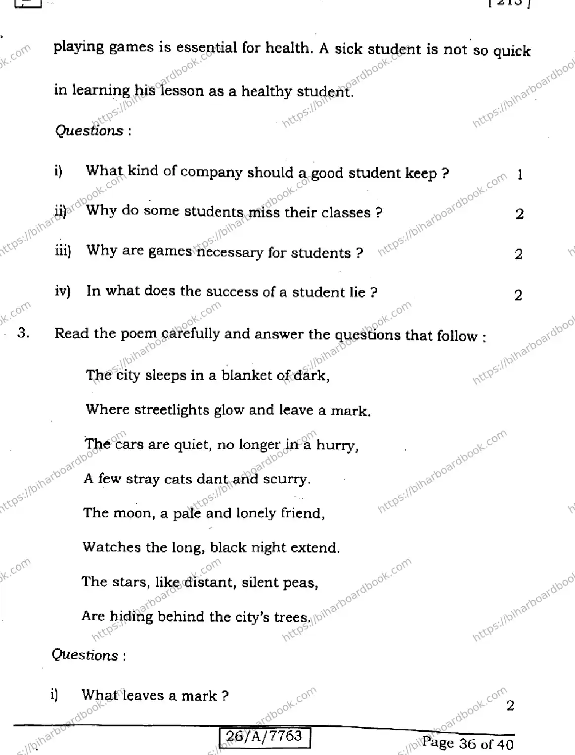 Bihar Board Class 10th 2026 ENGLISH-213-SET-D Previous Year Paper 36