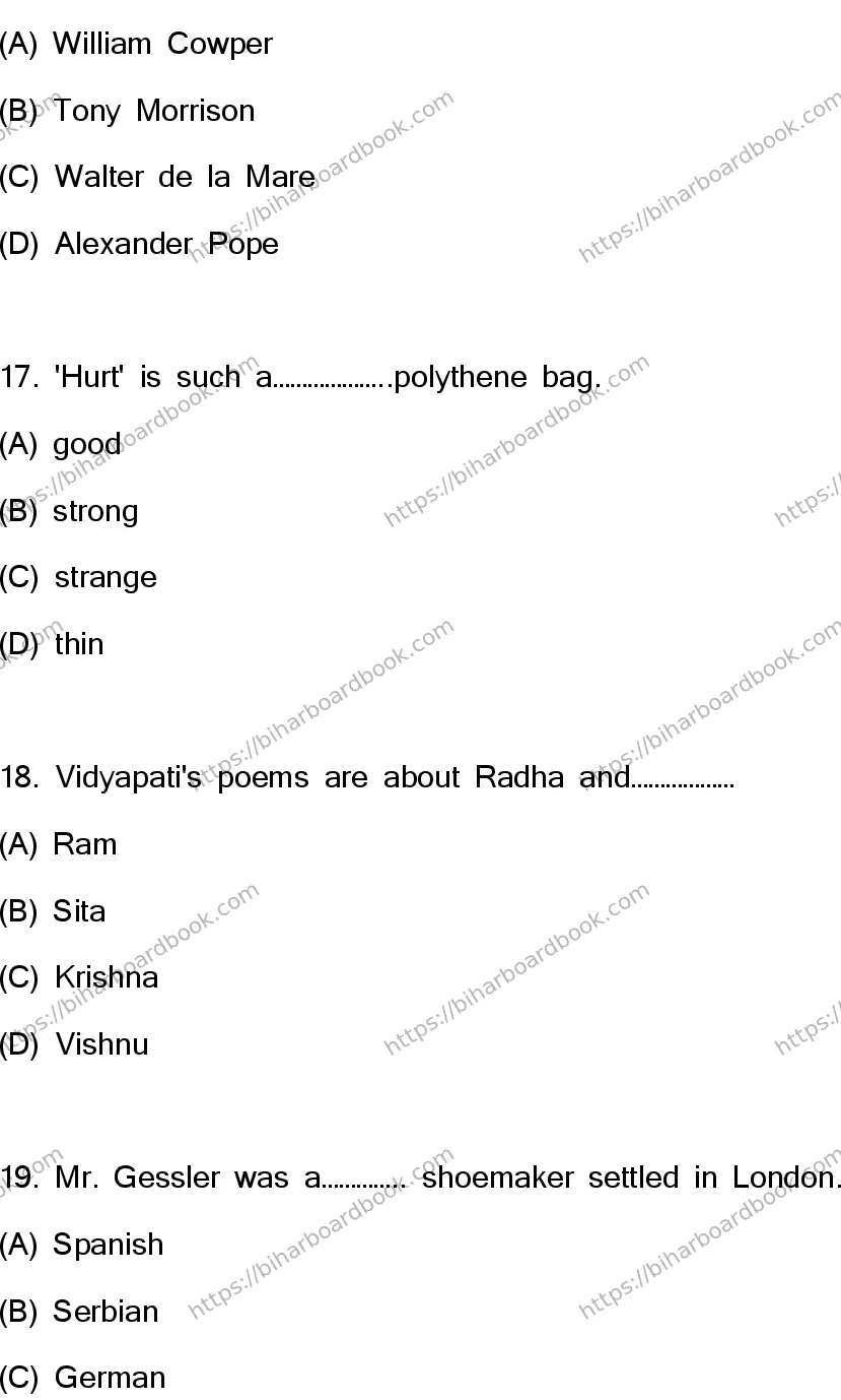 Bihar Board Class 10th 2023 English  113  (SETH)  2023 Previous Year Paper 6