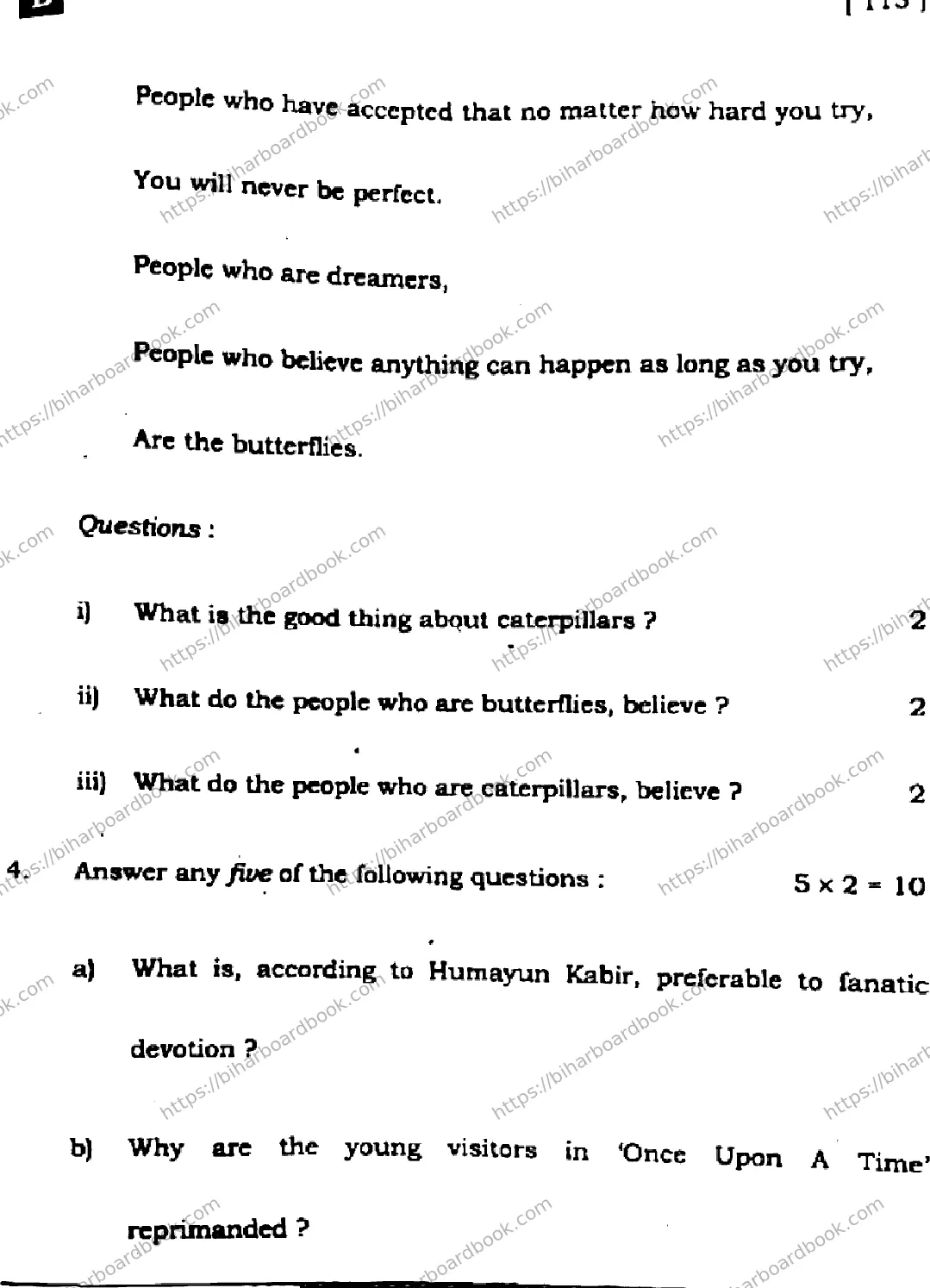 Bihar Board Class 10th 2024 English  113  (SetB)  2024 Previous Year Paper 37