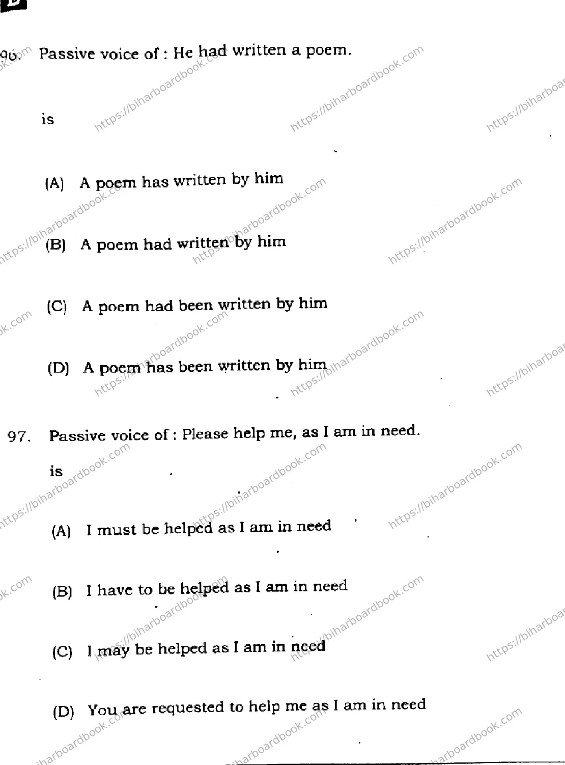 Bihar Board Class 10th 2025 English  113  SetE  2025 Previous Year Paper 29