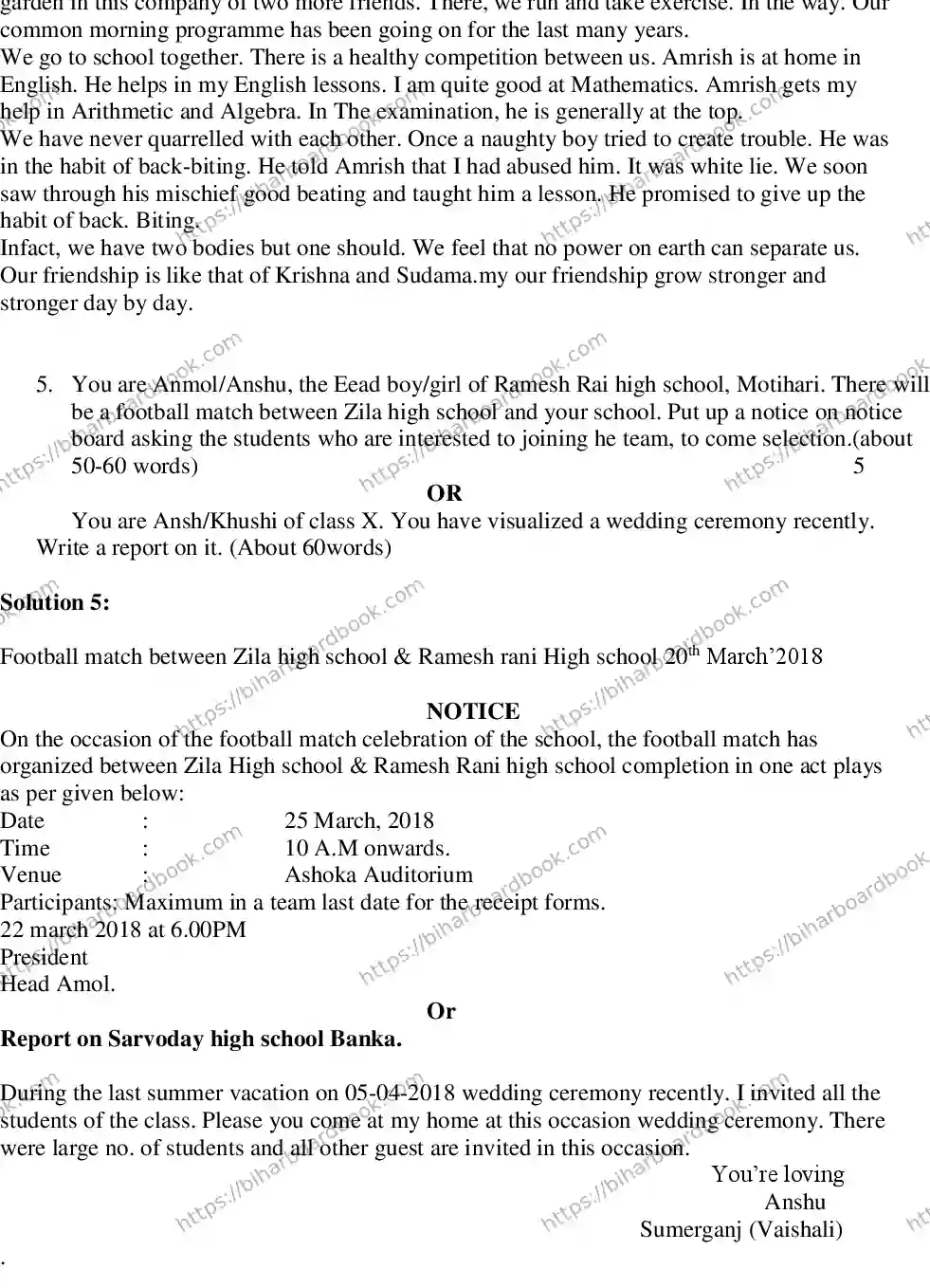 Bihar Board Class 10th 2018 English  2018 Previous Year Paper 14