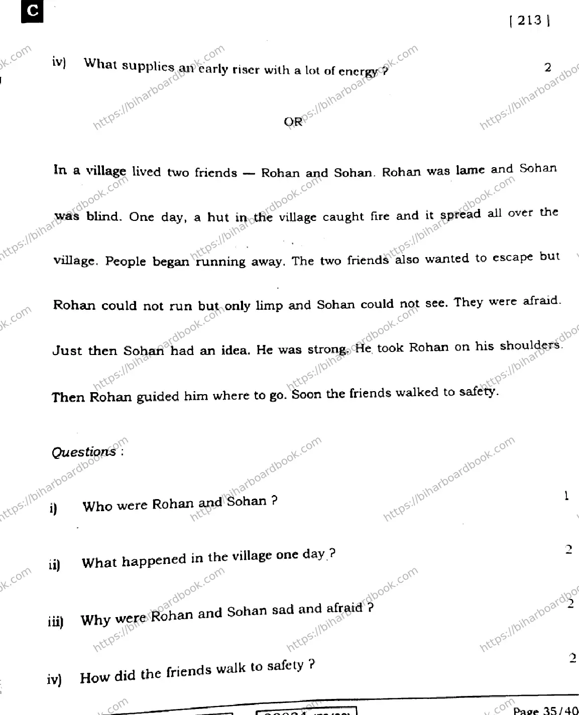 Bihar Board Class 10th 2022 English 2022 Previous Year Paper 35