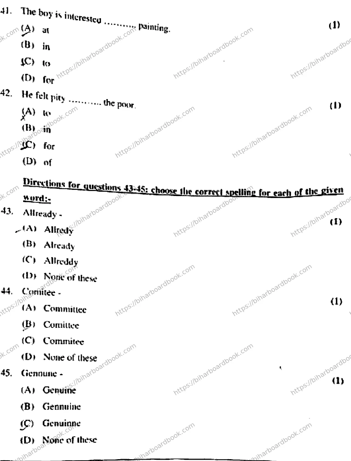 Bihar Board Class 10th 2018 English  213  2018 Previous Year Paper 11
