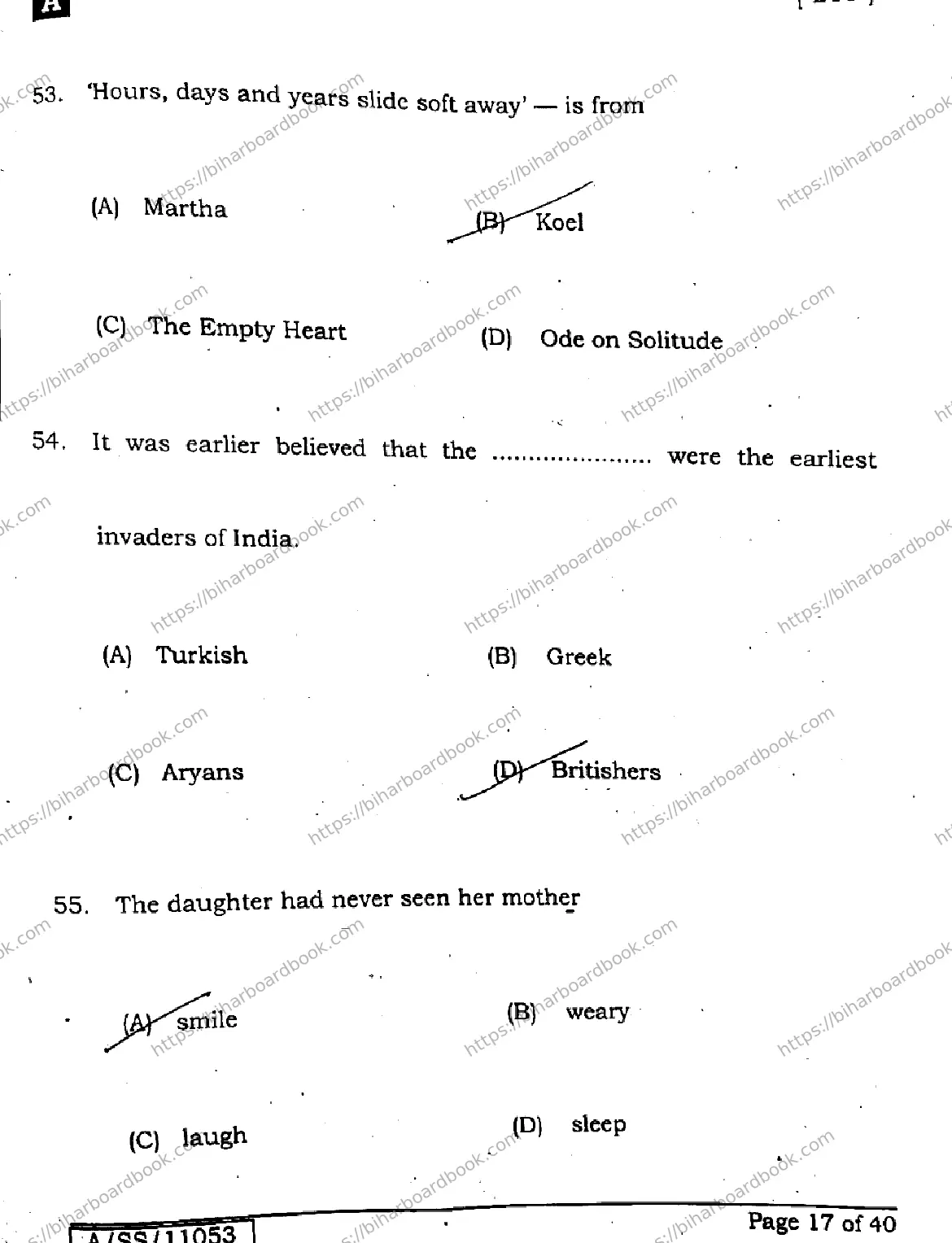 Bihar Board Class 10th 2025 English  213  SetA  2025 Previous Year Paper 16
