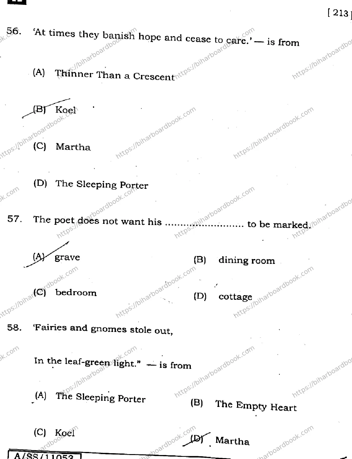 Bihar Board Class 10th 2025 English  213  SetA  2025 Previous Year Paper 17
