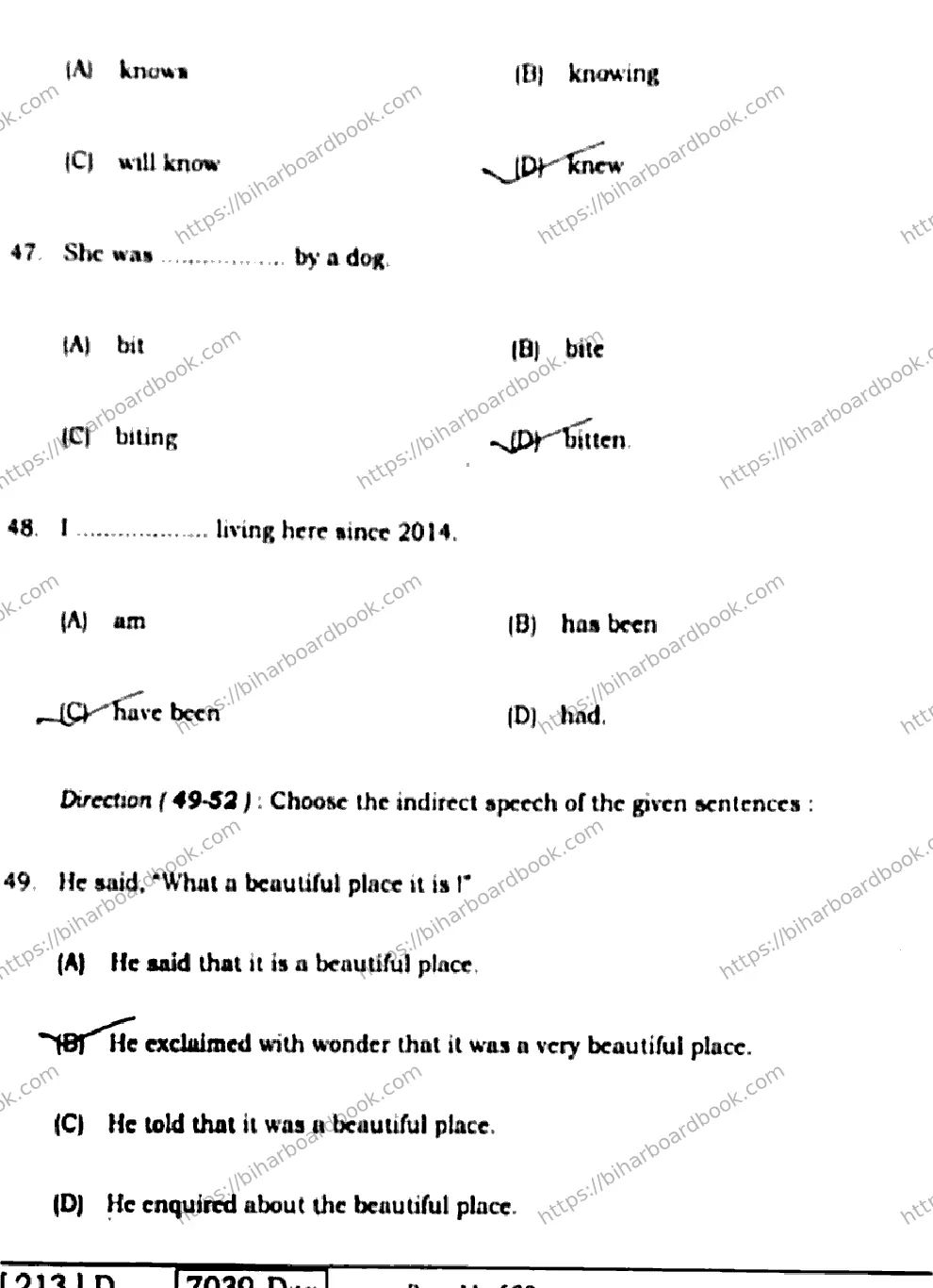 Bihar Board Class 10th 2020 English  213D  2020 Previous Year Paper 11