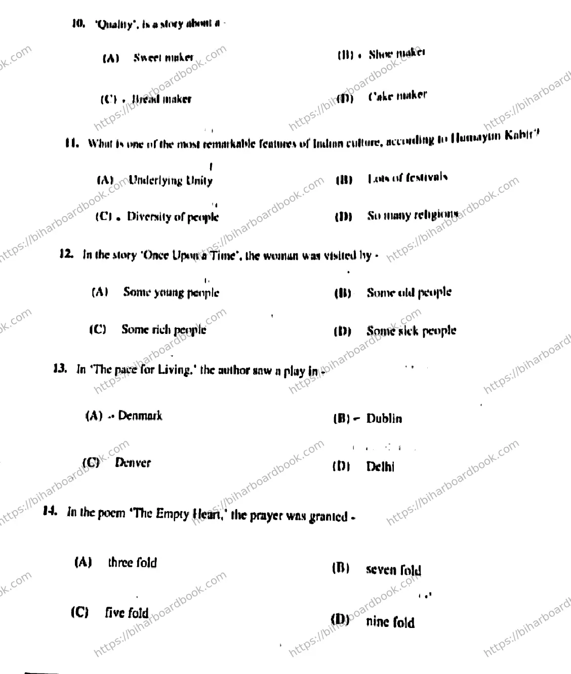 Bihar Board Class 10th 2019 English  213F  2019 Previous Year Paper 4