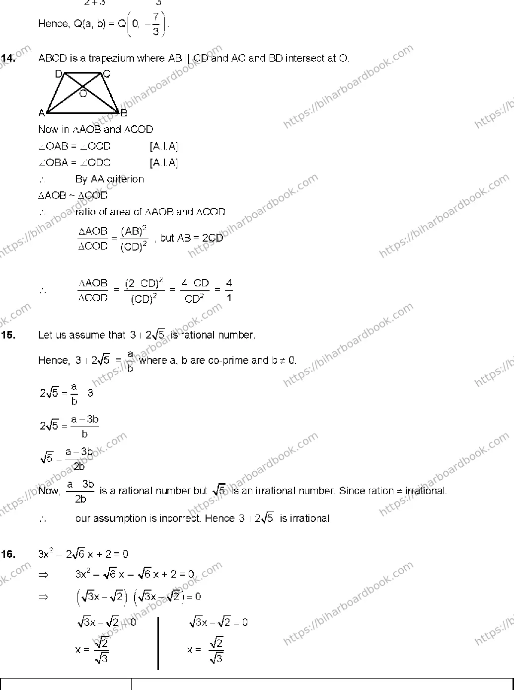 Bihar Board Class 10th 2019 Mathematics  2010C  2019 Previous Year Paper 9