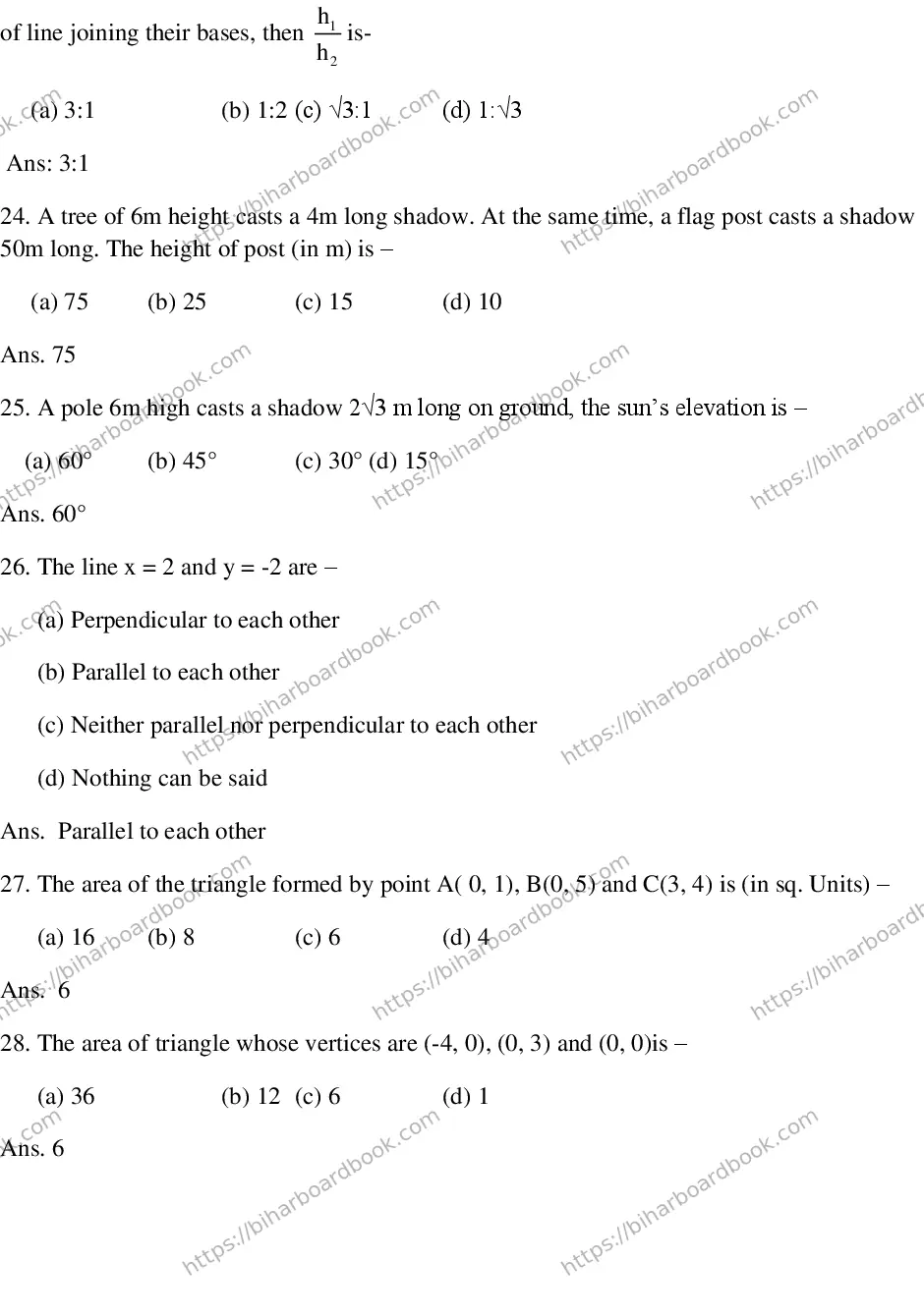 Bihar Board Class 10th 2018 Mathematics  2018 Previous Year Paper 5