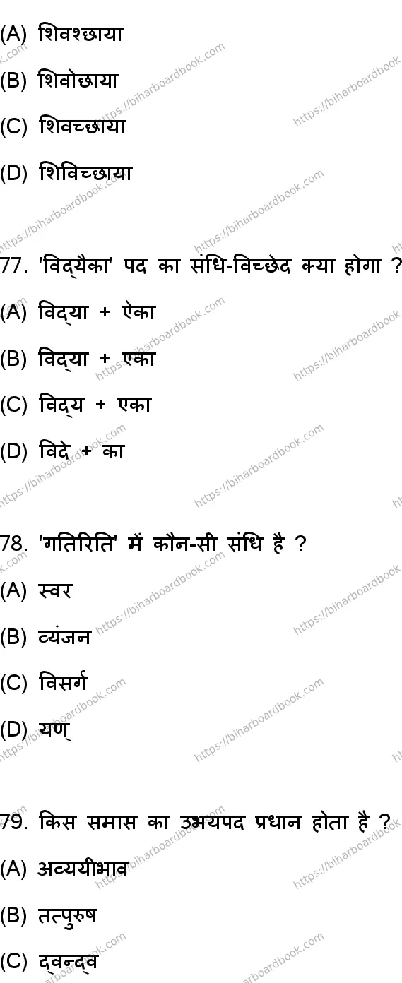 Bihar Board Class 10th 2023 संस्कृत SIL  105  (SetD)  2023 Previous Year Paper 21