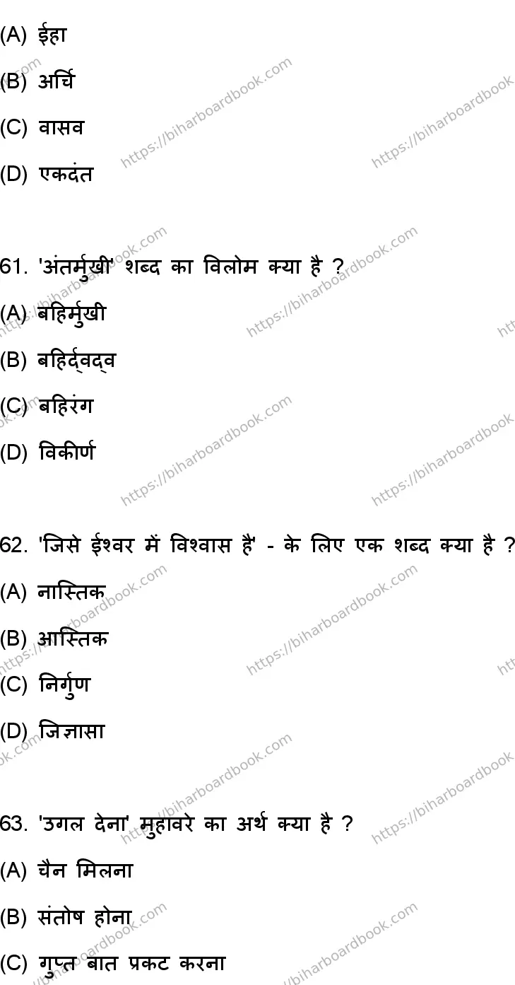 Bihar Board Class 10th 2023 हिंदी MT  101  (SetA)  2023 Previous Year Paper 17