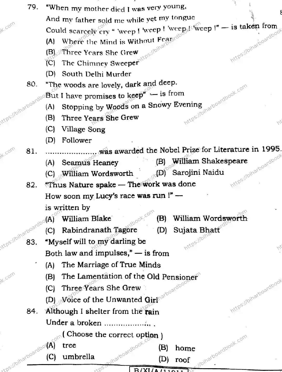 Bihar Board Class 11th 2024 English  105124205223305330  2024 (Annual) Previous Year Paper 14