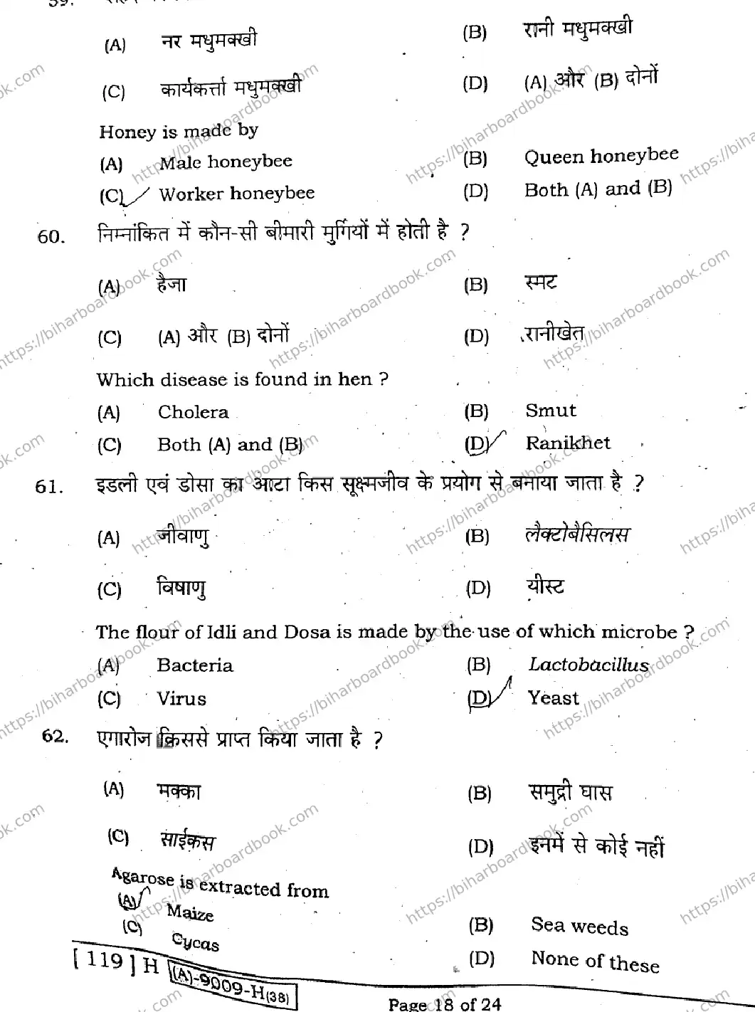 Bihar Board Class 12th 2021 Biology  119H  2021 Previous Year Paper 17