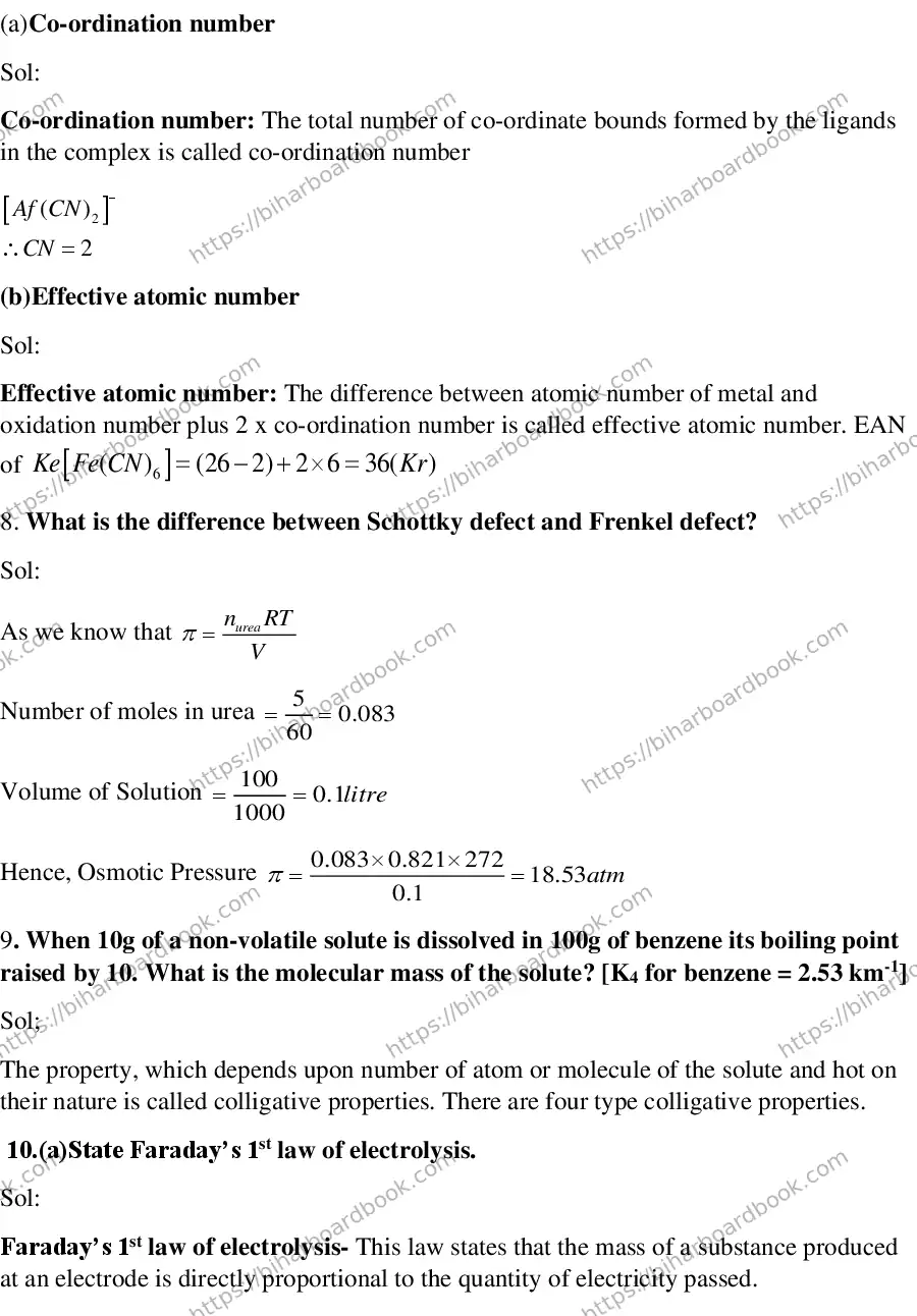 Bihar Board Class 12th 2016 Chemistry  2016 Previous Year Paper 9