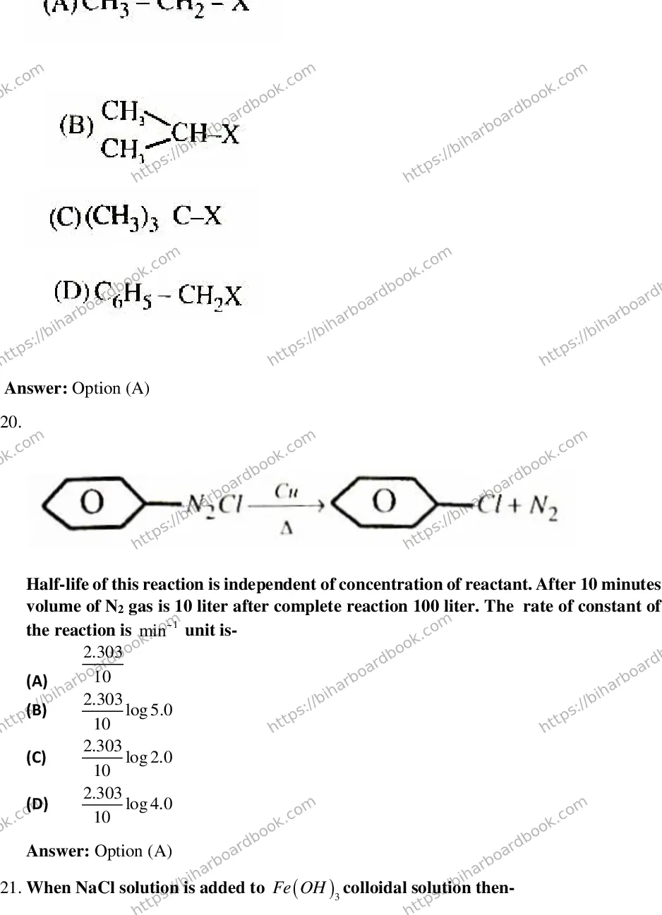 Bihar Board Class 12th 2018 Chemistry  2018 Previous Year Paper 6