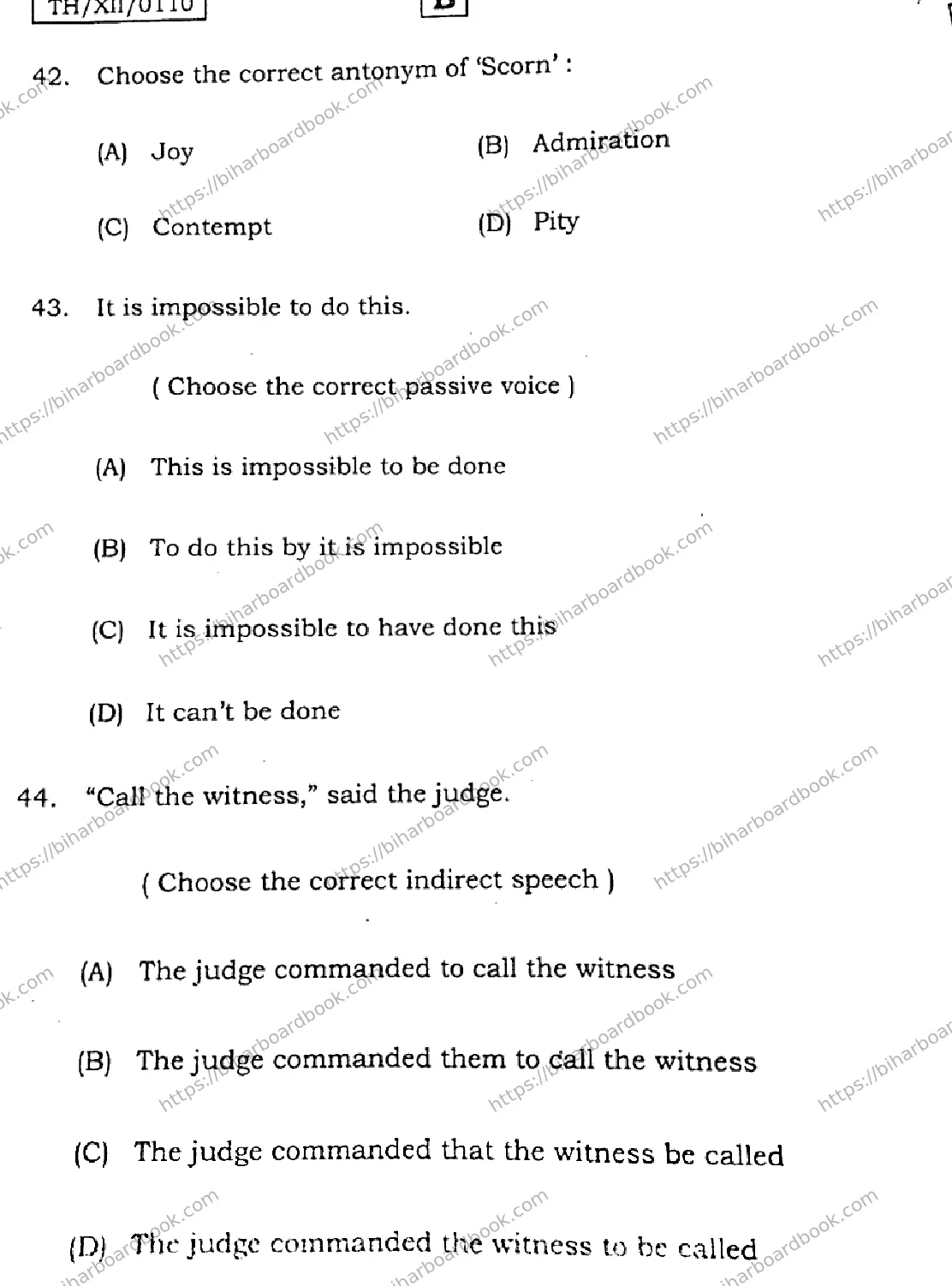 Bihar Board Class 12th 2026 ENGLISH-105-124-205-223-SET-B Previous Year Paper 13