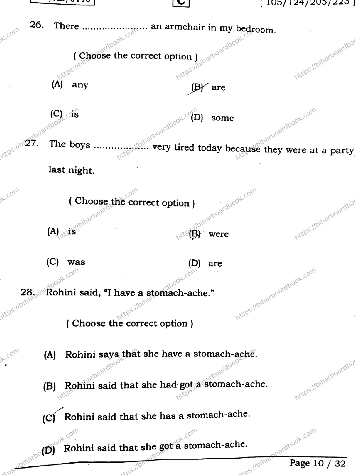 Bihar Board Class 12th 2026 ENGLISH-105-124-205-223-SET-C Previous Year Paper 10