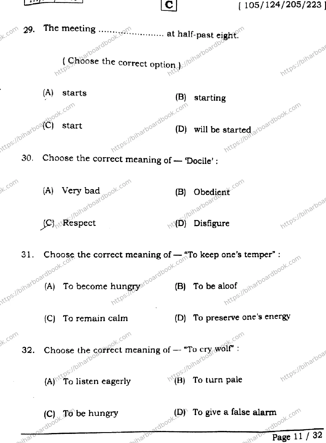 Bihar Board Class 12th 2026 ENGLISH-105-124-205-223-SET-C Previous Year Paper 11