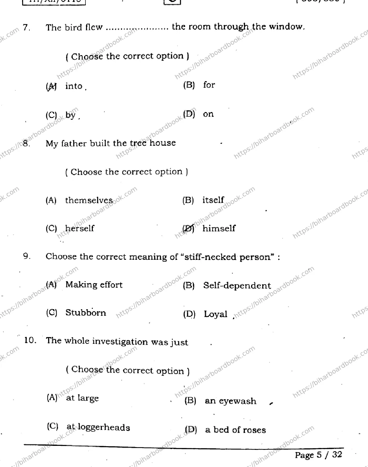 Bihar Board Class 12th 2026 ENGLISH-305-330-SET-C Previous Year Paper 5