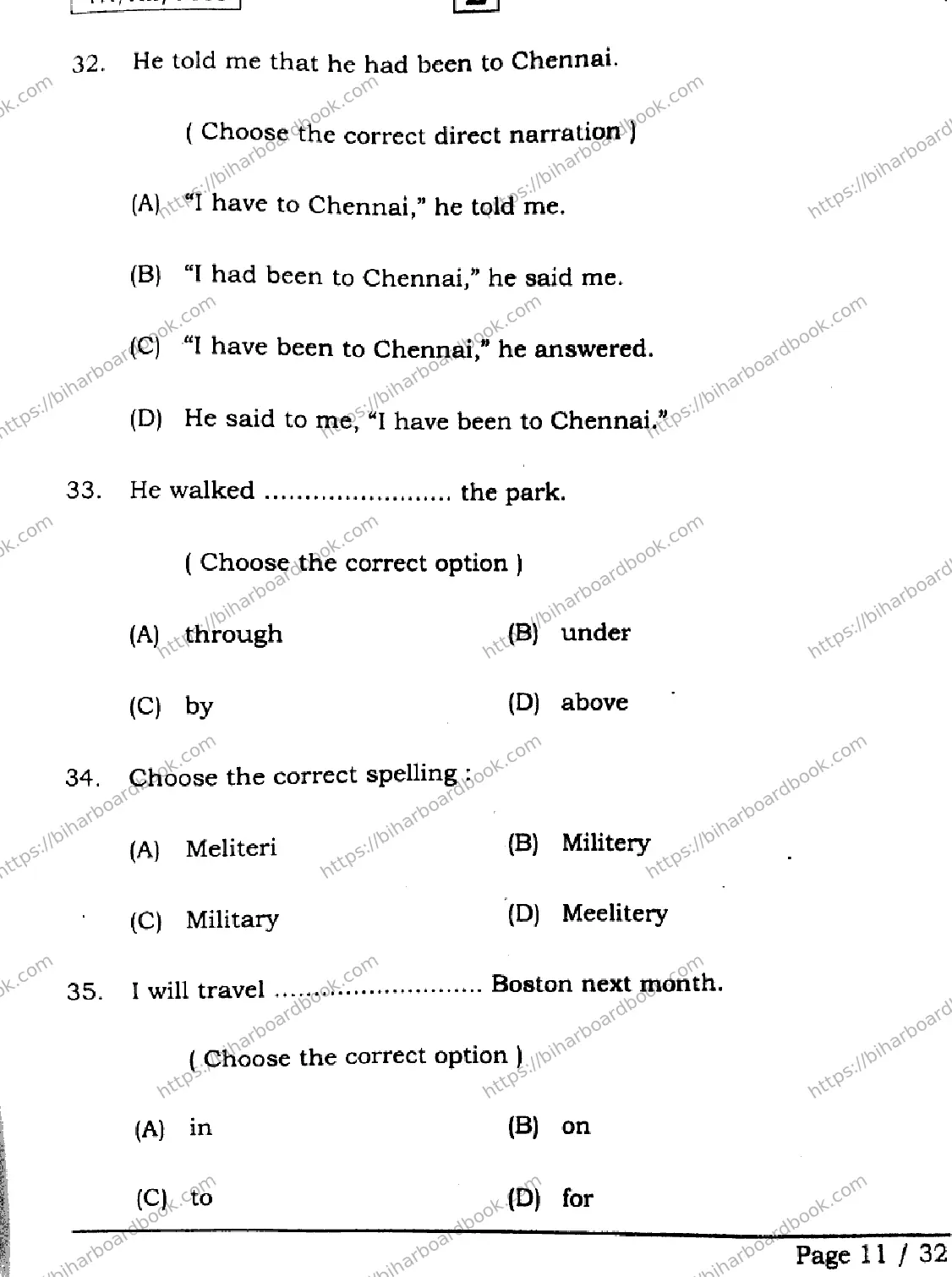 Bihar Board Class 12th 2026 ENGLISH-305-330-SET-E Previous Year Paper 11
