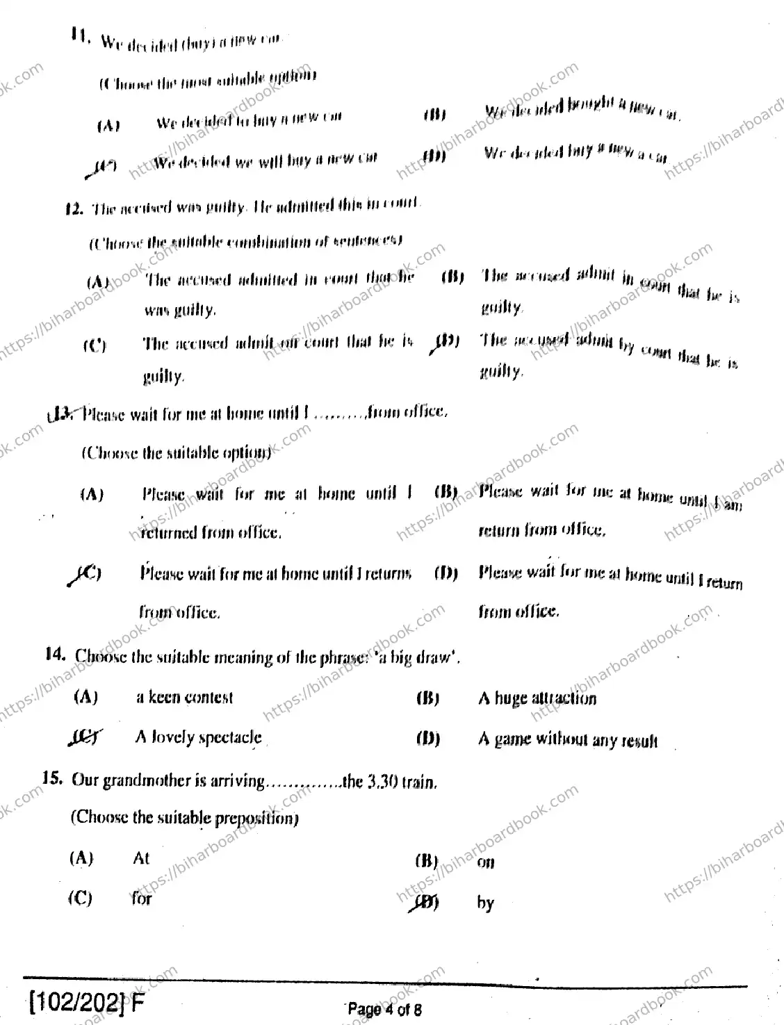 Bihar Board Class 12th 2019 English  102202F  2019 Previous Year Paper 4