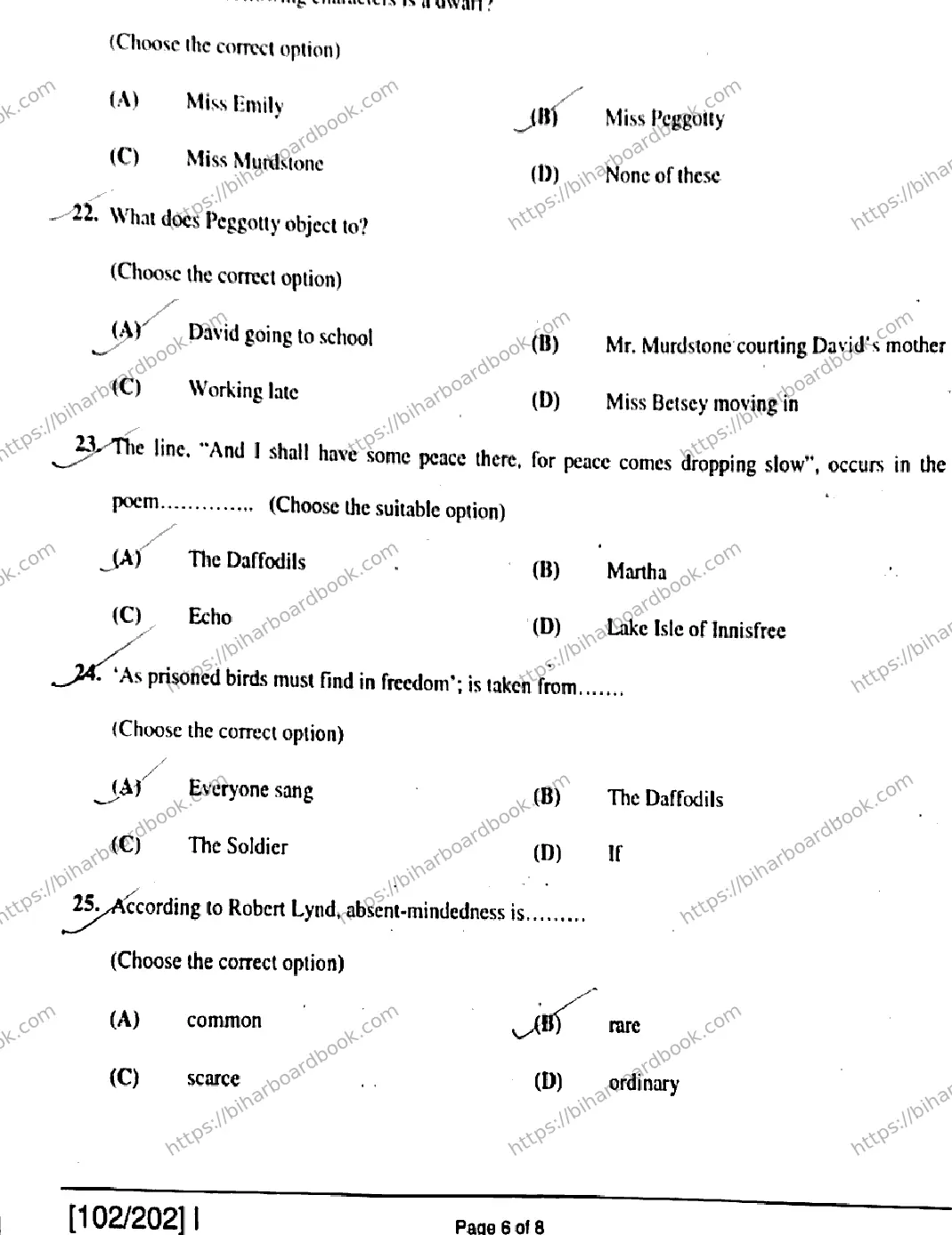 Bihar Board Class 12th 2019 English  102202I  2019 Previous Year Paper 6
