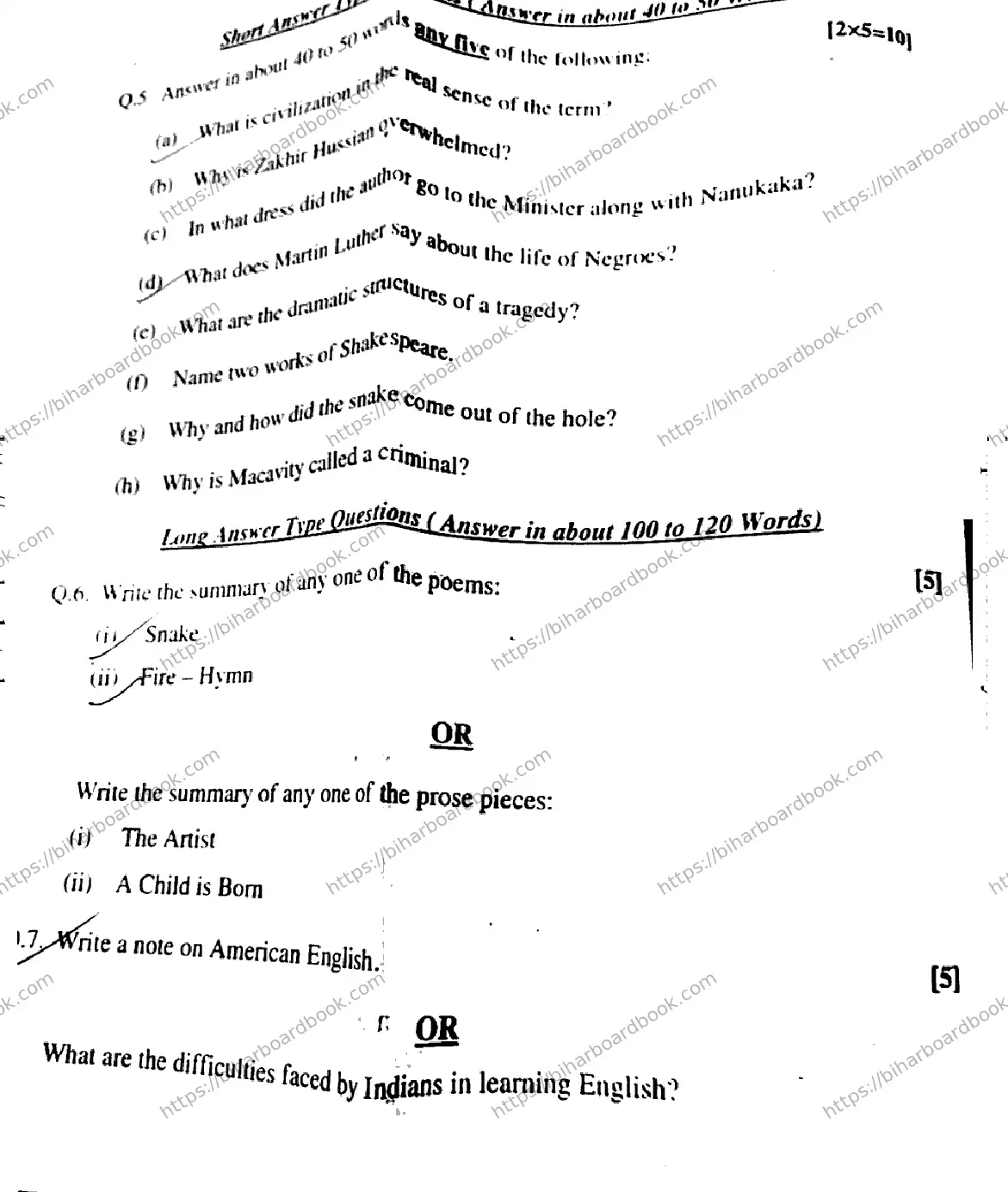Bihar Board Class 12th 2018 English  105205  2018 Previous Year Paper 14