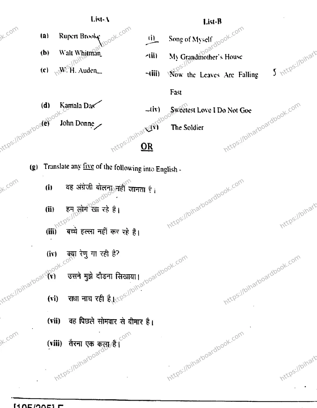 Bihar Board Class 12th 2019 English  105205E  2019 Previous Year Paper 15