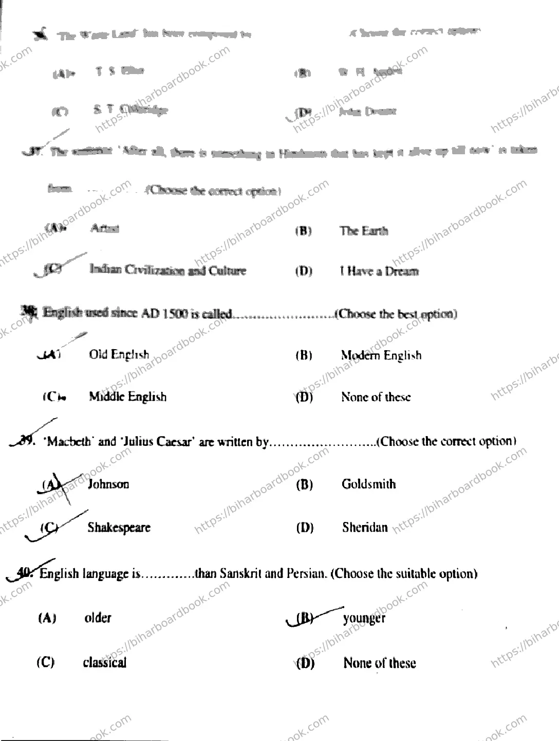 Bihar Board Class 12th 2019 English  105205H  2019 Previous Year Paper 9