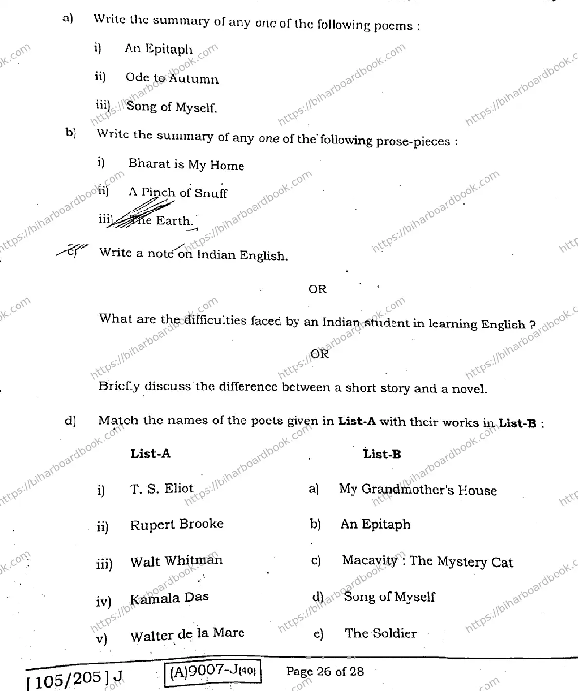 Bihar Board Class 12th 2021 English Compulsory  105205J  2021 Previous Year Paper 25