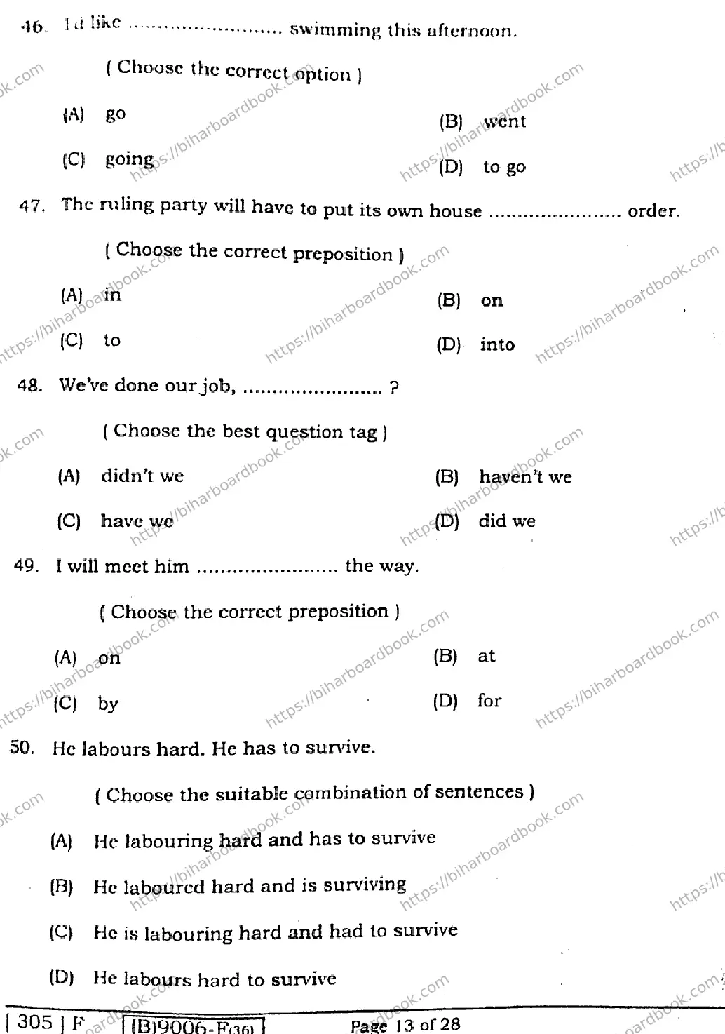 Bihar Board Class 12th 2021 English Compulsory  305F  2021 Previous Year Paper 12