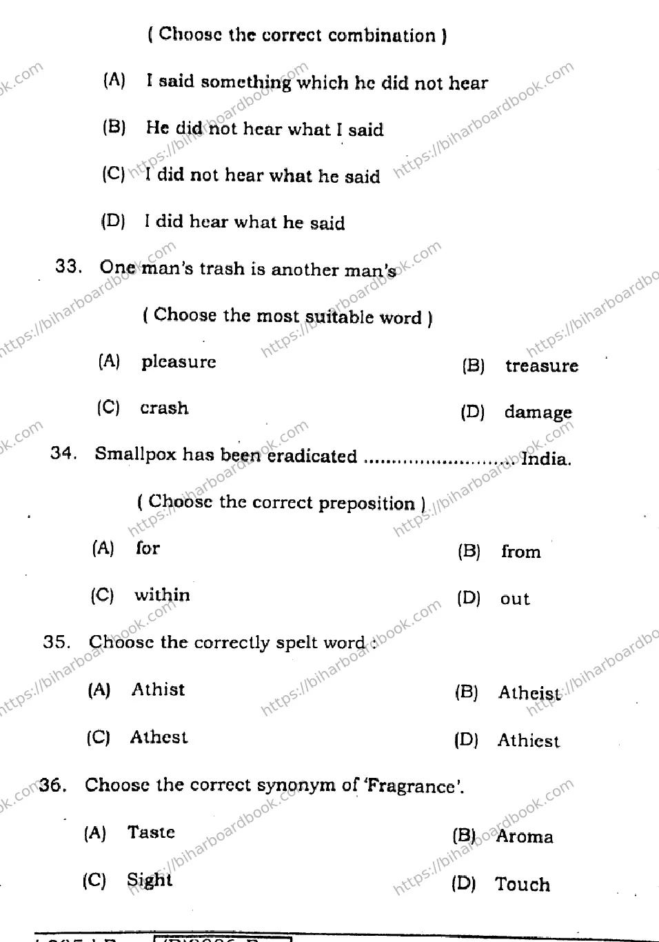 Bihar Board Class 12th 2021 English Compulsory  305F  2021 Previous Year Paper 9