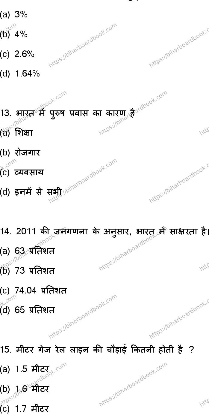 Bihar Board Class 12th 2023 Geography Previous Year Paper 5
