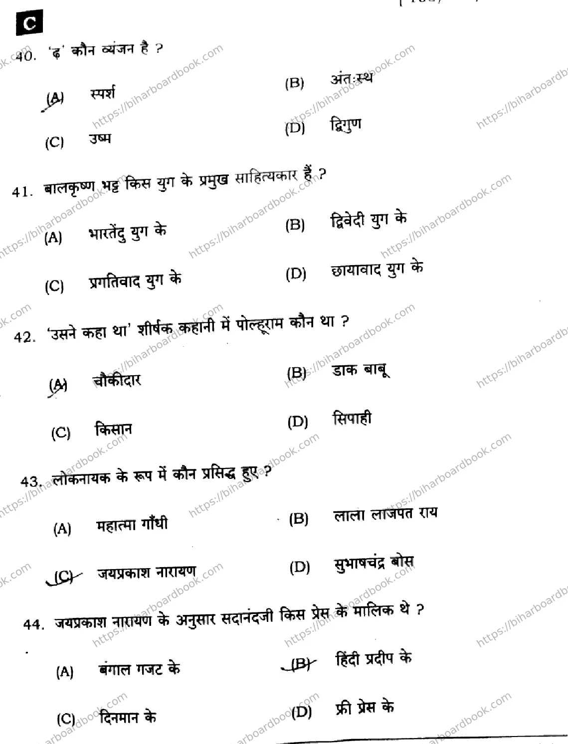 Bihar Board Class 12th 2025 Hindi  106125206224  SetC Previous Year Paper 9