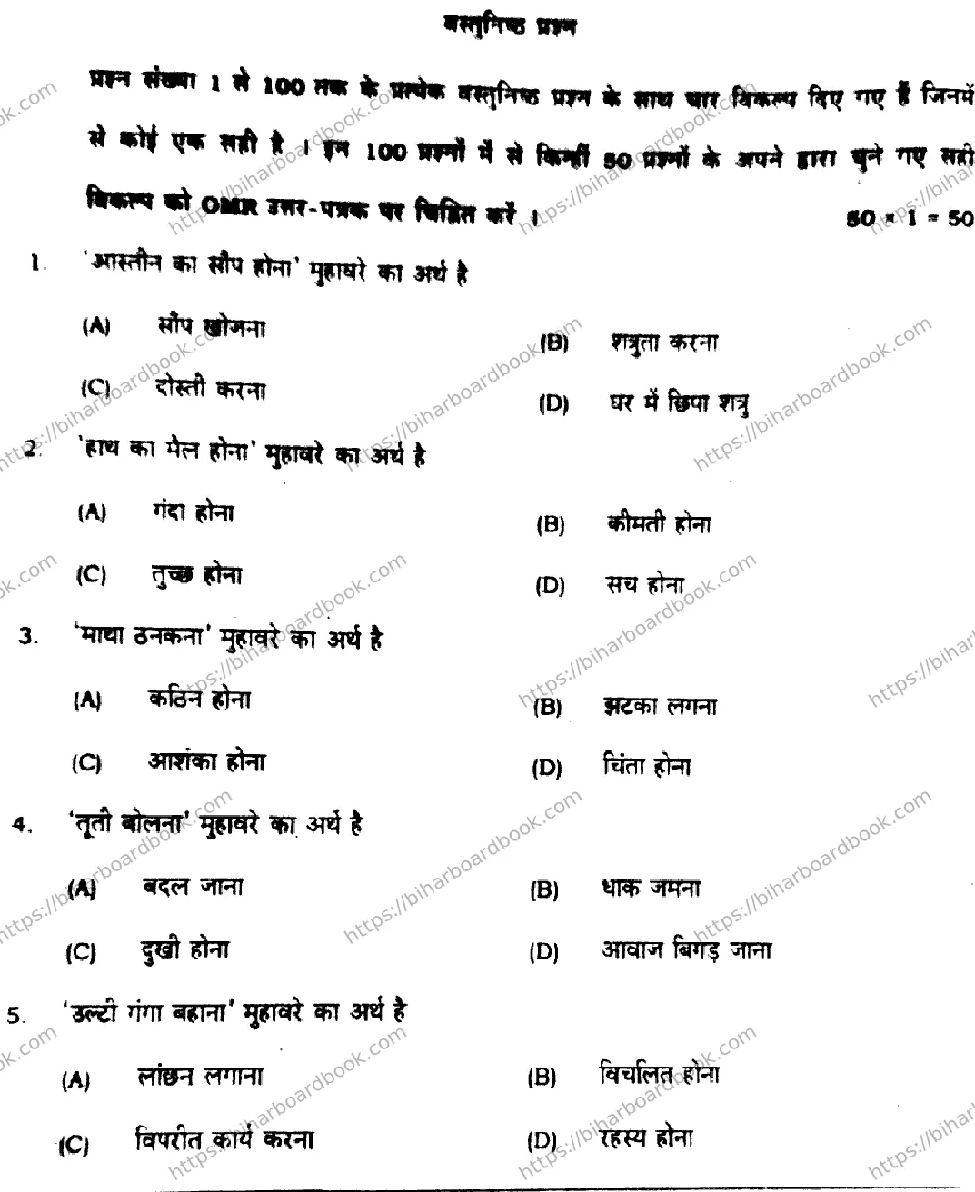 Bihar Board Class 12th 2021 Hindi Compulsory  106206B  2021 Previous Year Paper 2