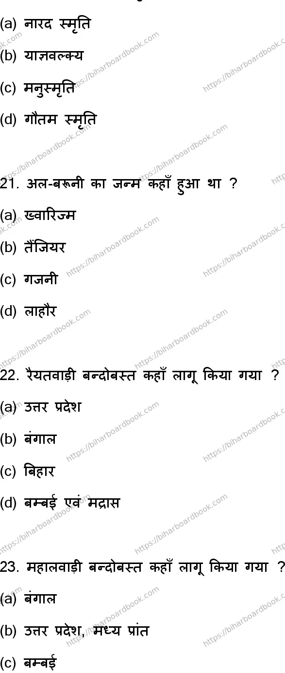 Bihar Board Class 12th 2023 History Previous Year Paper 7