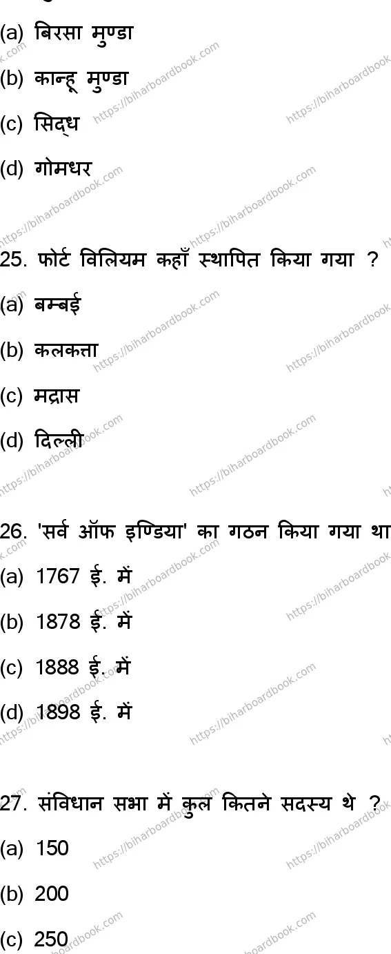 Bihar Board Class 12th 2023 History Previous Year Paper 8