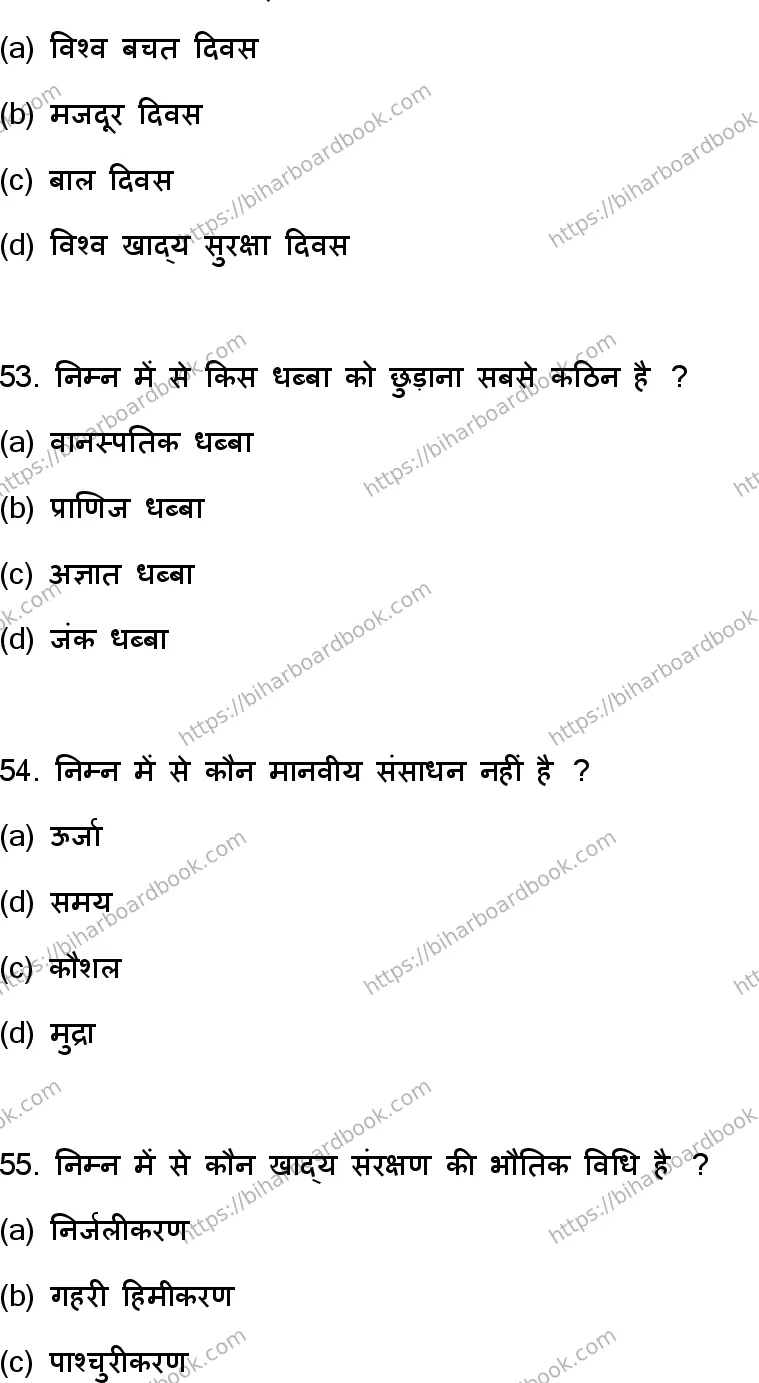 Bihar Board Class 12th 2023 Home Science Previous Year Paper 15